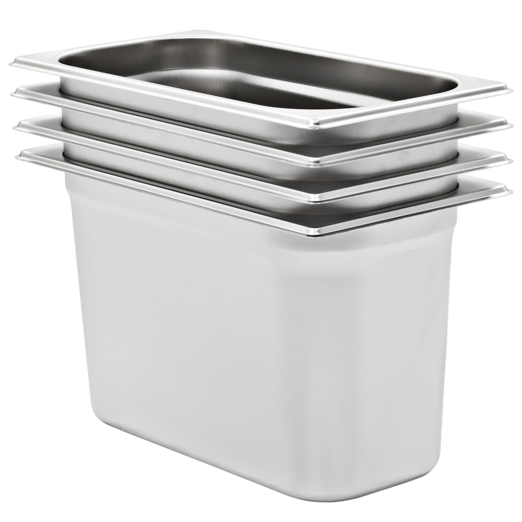 Berkfield Gastronorm Containers 4 pcs GN 1/3 200 mm Stainless Steel
