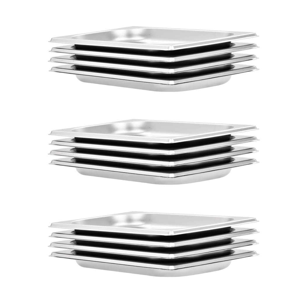 Berkfield Gastronorm Containers 12 pcs GN 1/4 20 mm Stainless Steel
