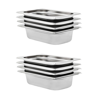 Berkfield Gastronorm Containers 8 pcs GN 1/4 65 mm Stainless Steel