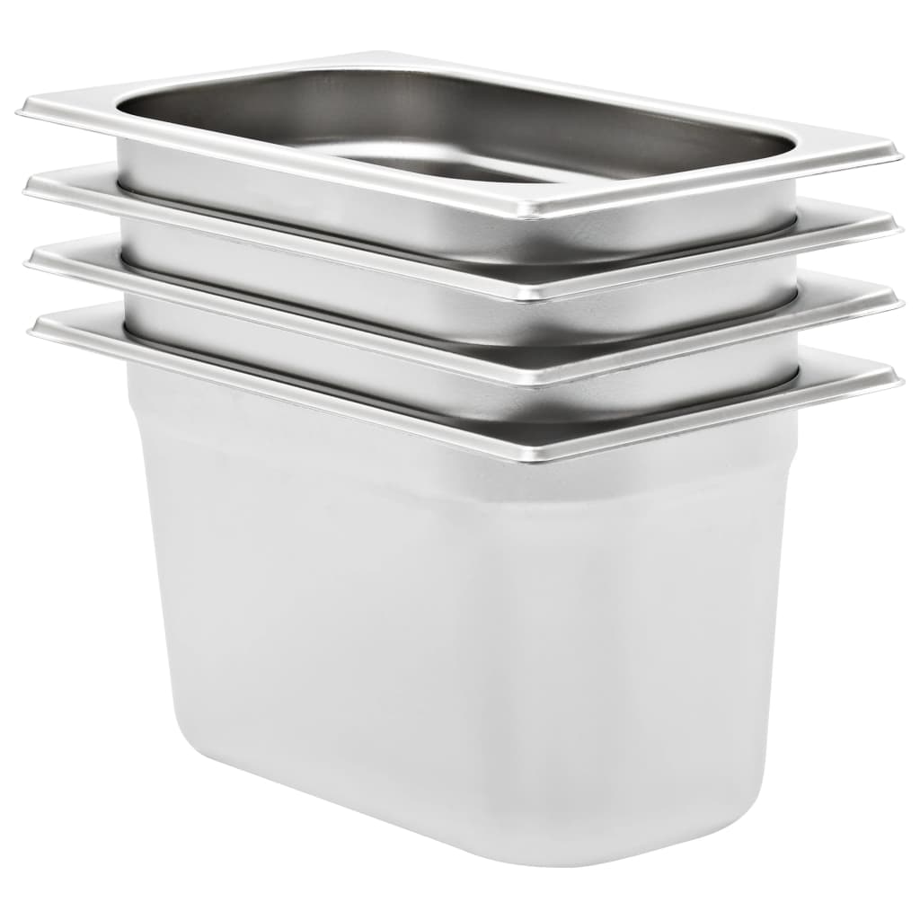 Berkfield Gastronorm Containers 4 pcs GN 1/4 150 mm Stainless Steel
