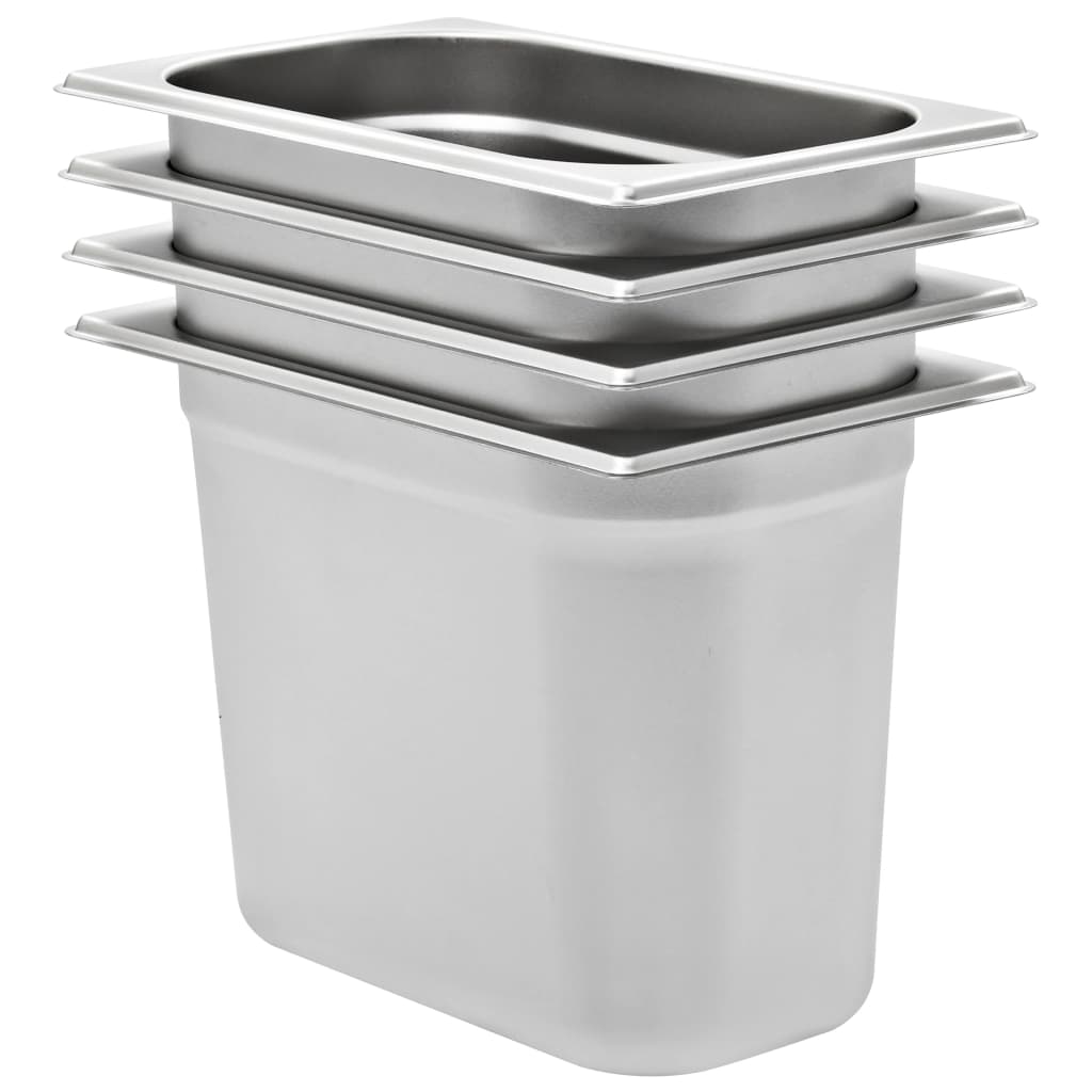 Berkfield Gastronorm Containers 4 pcs GN 1/4 200 mm Stainless Steel