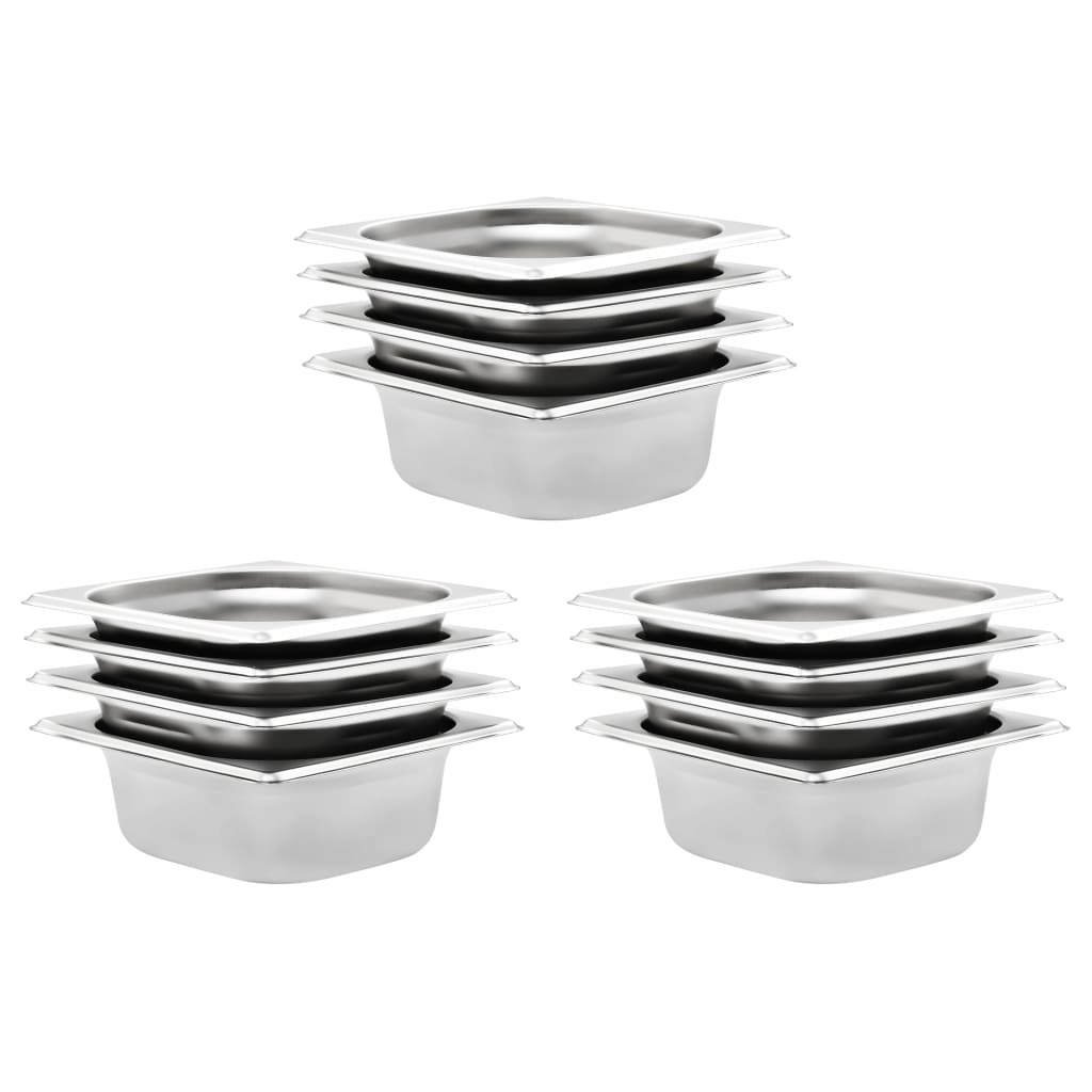 Berkfield Gastronorm Containers 12 pcs GN 1/6 65 mm Stainless Steel