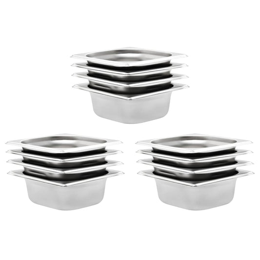Berkfield Gastronorm Containers 12 pcs GN 1/6 65 mm Stainless Steel