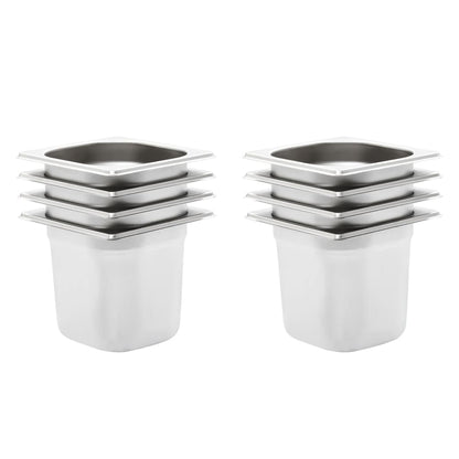 Berkfield Gastronorm Containers 8 pcs GN 1/6 150 mm Stainless Steel