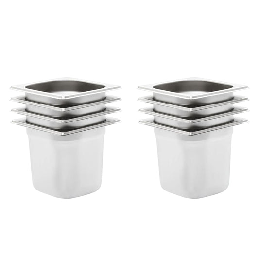 Berkfield Gastronorm Containers 8 pcs GN 1/6 150 mm Stainless Steel