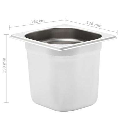 Berkfield Gastronorm Containers 8 pcs GN 1/6 150 mm Stainless Steel