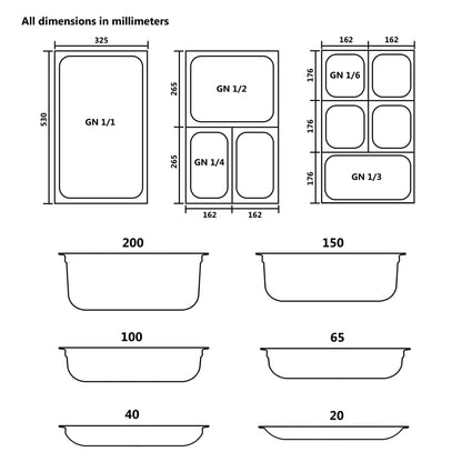 Berkfield Gastronorm Containers 8 pcs GN 1/6 150 mm Stainless Steel