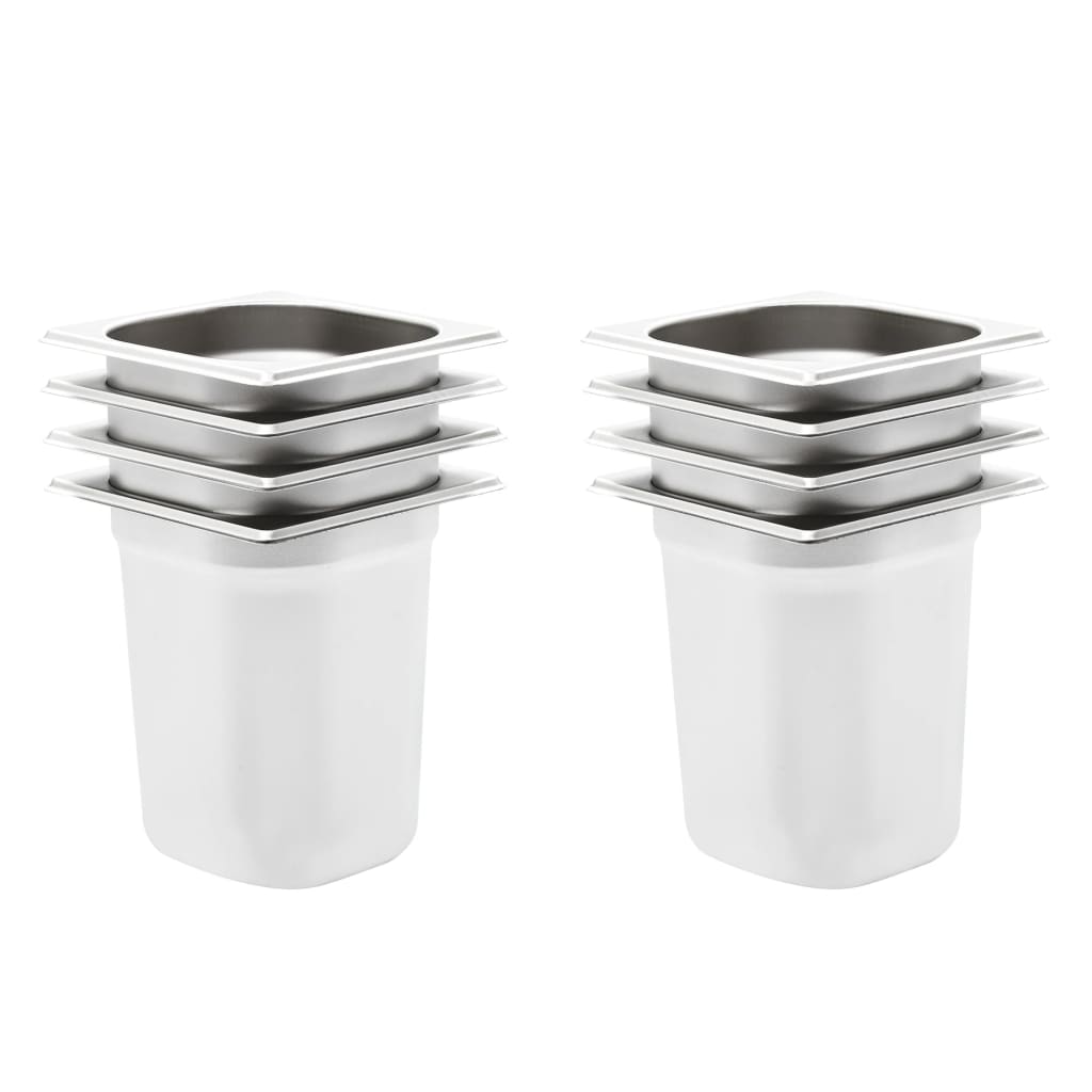 Berkfield Gastronorm Containers 8 pcs GN 1/6 200 mm Stainless Steel