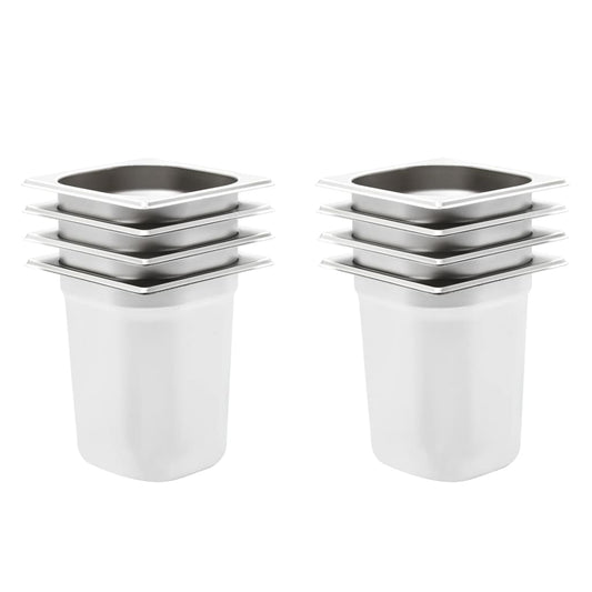 Berkfield Gastronorm Containers 8 pcs GN 1/6 200 mm Stainless Steel