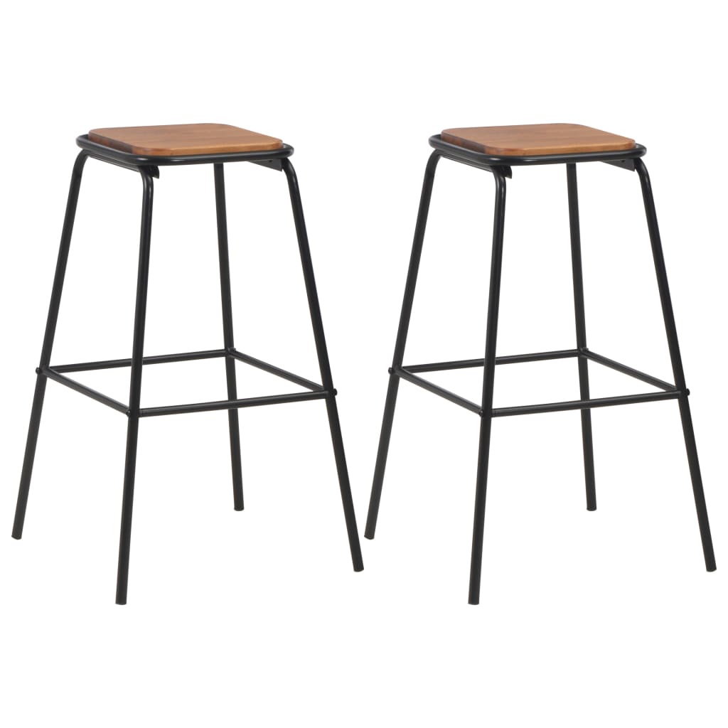 Berkfield Bar Stools 2 pcs Black Solid Pinewood and Steel