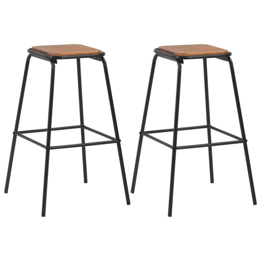 Berkfield Bar Stools 2 pcs Black Solid Pinewood and Steel