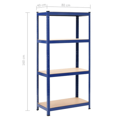 Berkfield Storage Shelves 2 pcs Blue 80x40x160 cm Steel and MDF