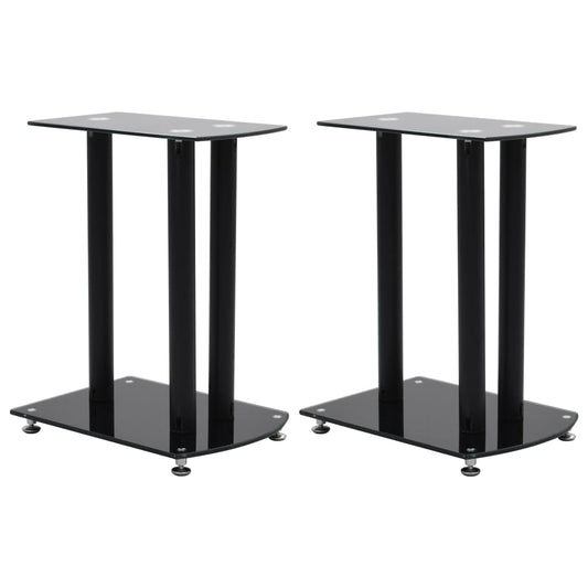 Berkfield Aluminum Speaker Stands 2 pcs Black Safety Glass