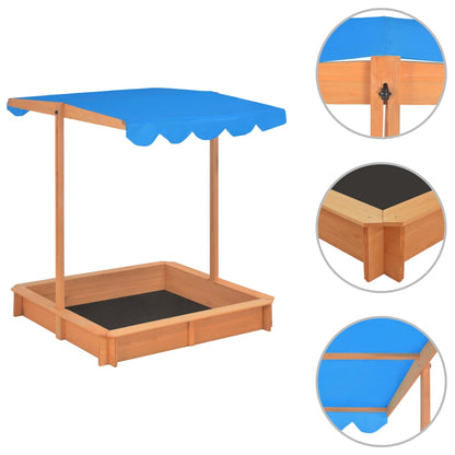 Berkfield Sandbox with Adjustable Roof Fir Wood Blue UV50