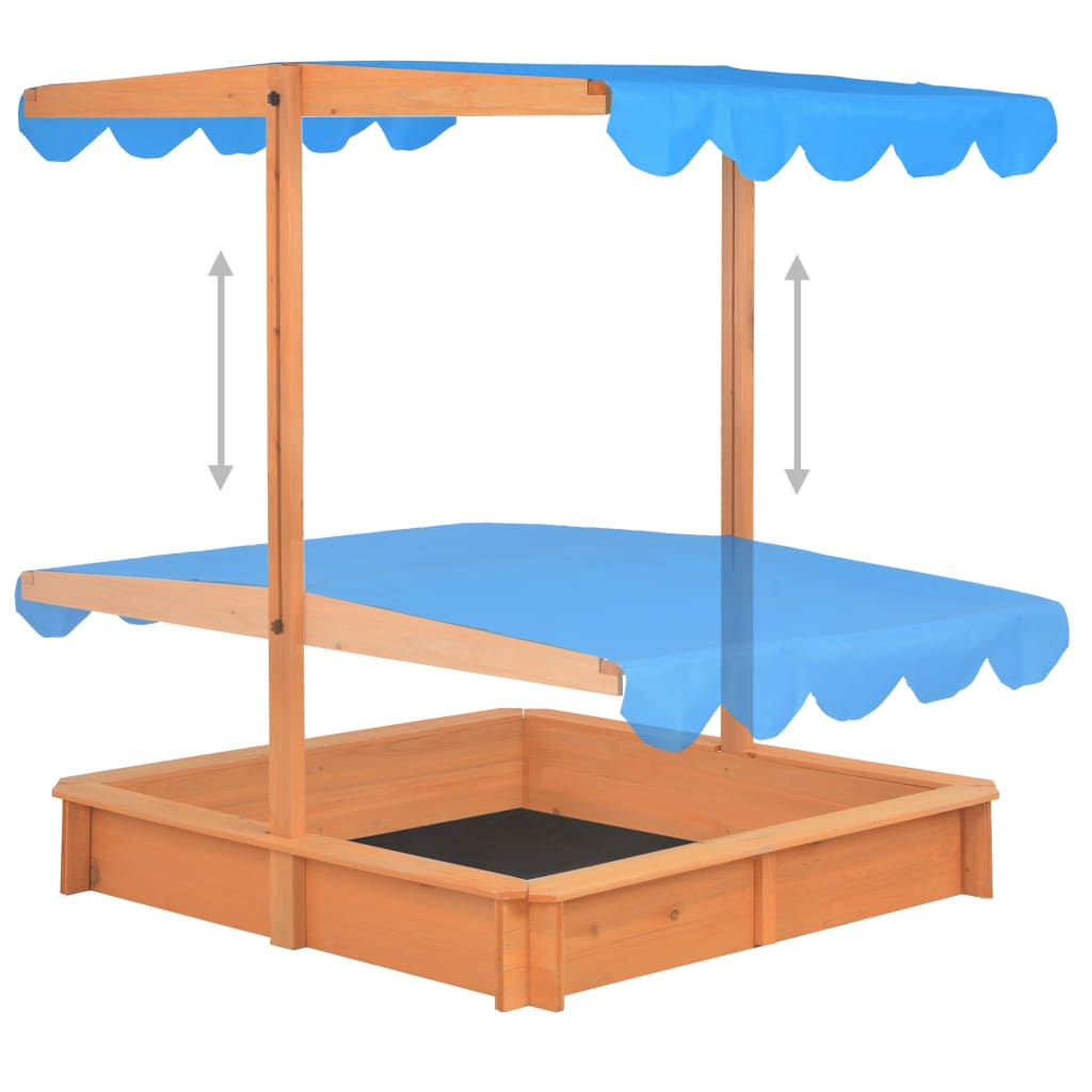 Berkfield Sandbox with Adjustable Roof Fir Wood Blue UV50