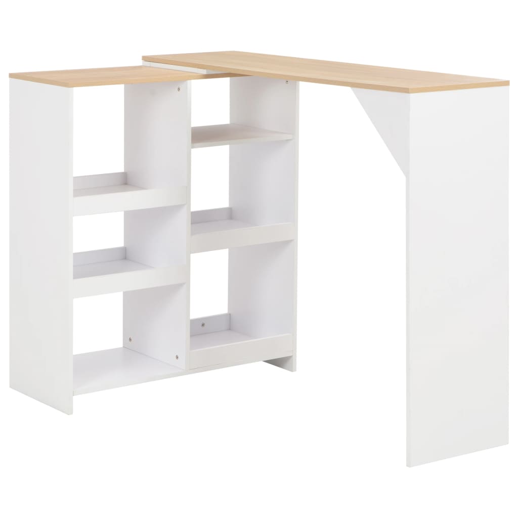 Berkfield Bar Table with Moveable Shelf White 138x39x110 cm