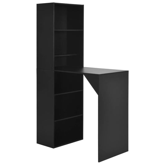 Berkfield Bar Table with Cabinet Black 115x59x200 cm