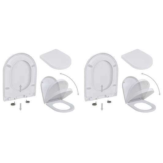 Berkfield Toilet Seats with Soft Close Lids 2 pcs Plastic White