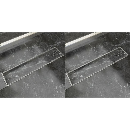 Berkfield Linear Shower Drain 2 pcs 530x140 mm Stainless Steel