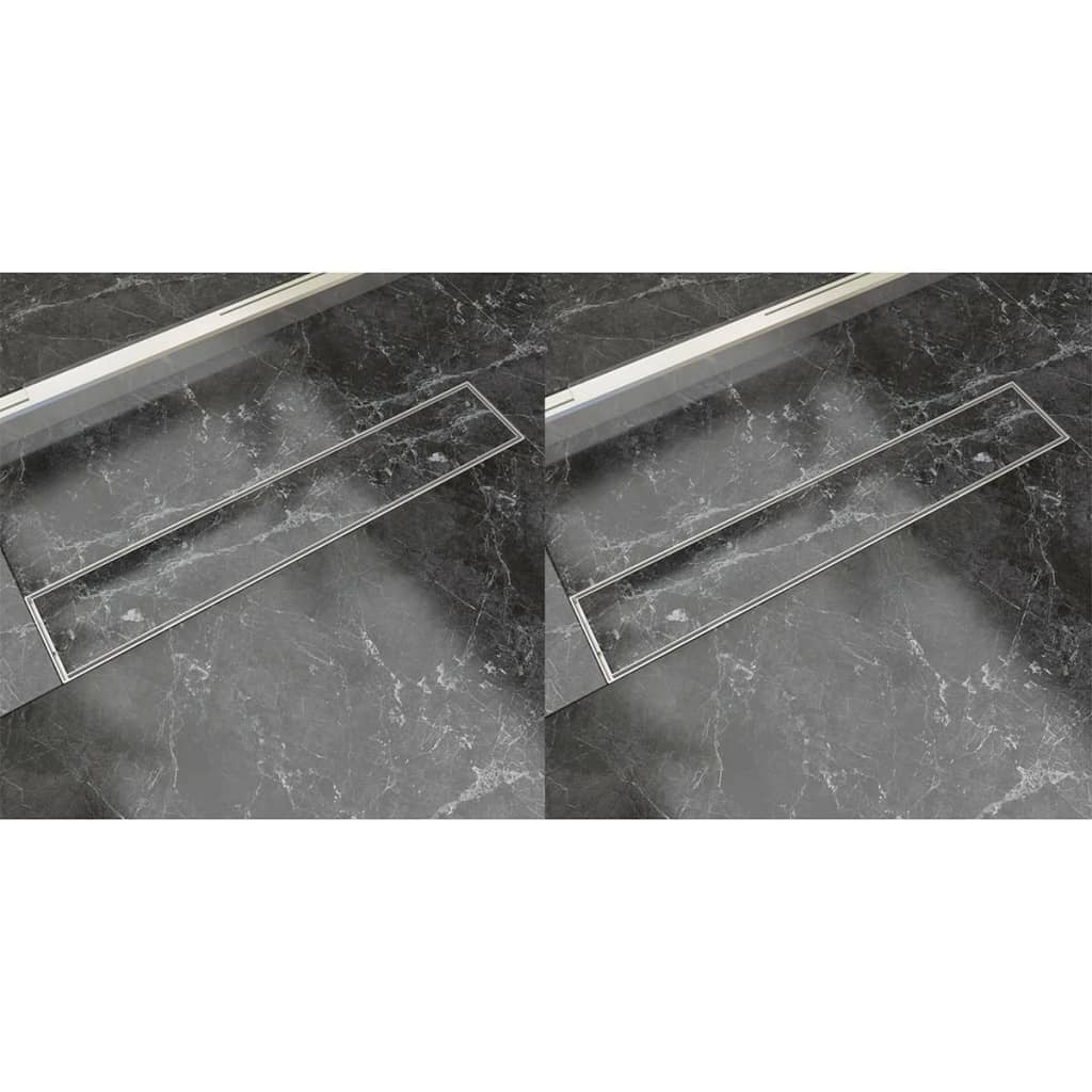 Berkfield Linear Shower Drain 2 pcs 630x140 mm Stainless Steel