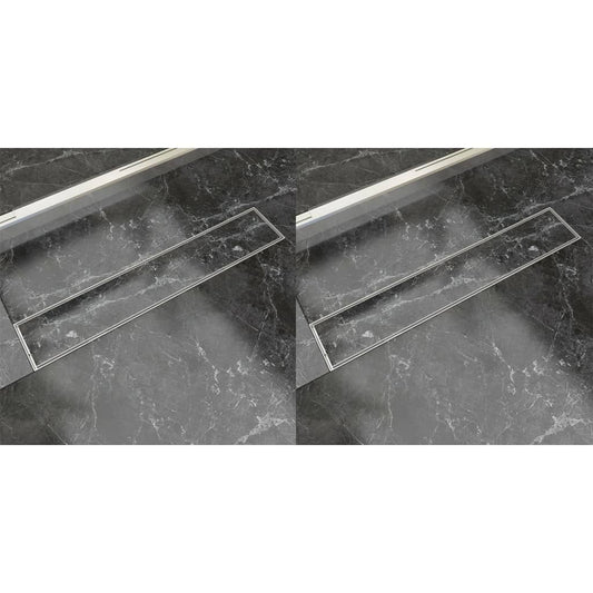 Berkfield Linear Shower Drain 2 pcs 630x140 mm Stainless Steel
