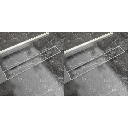 Berkfield Linear Shower Drain 2 pcs 730x140 mm Stainless Steel