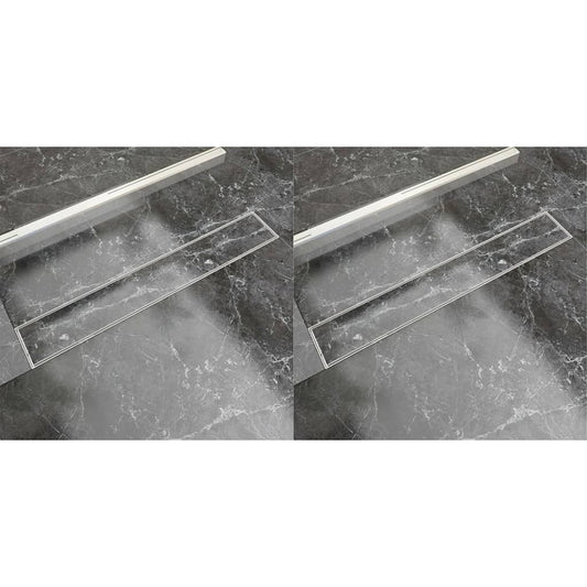 Berkfield Linear Shower Drain 2 pcs 730x140 mm Stainless Steel
