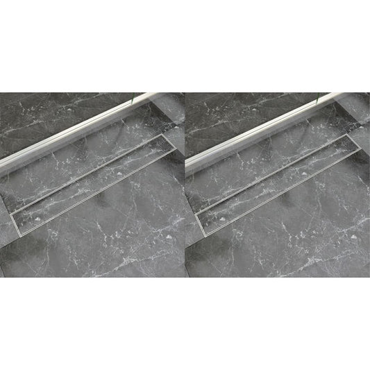 Berkfield Linear Shower Drain 2 pcs 830x140 mm Stainless Steel