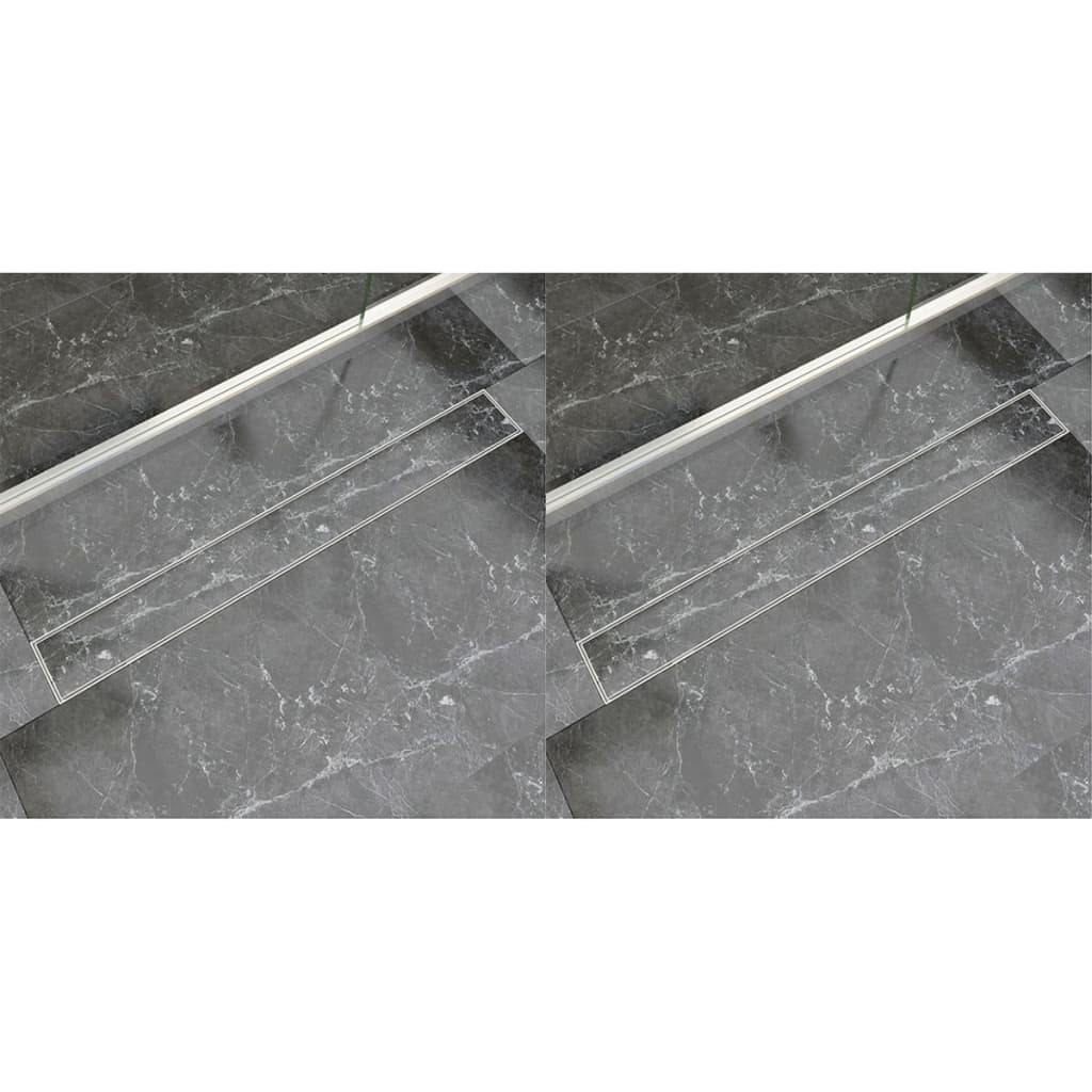 Berkfield Linear Shower Drain 2 pcs 930x140 mm Stainless Steel