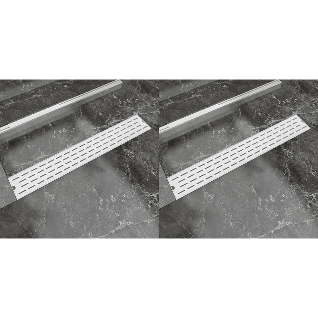 Berkfield Linear Shower Drain 2 pcs Line 730x140 mm Stainless Steel