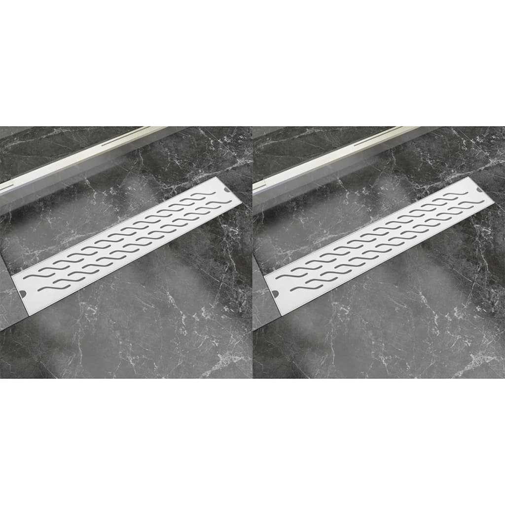 Berkfield Linear Shower Drain 2 pcs Wave 630x140 mm Stainless Steel