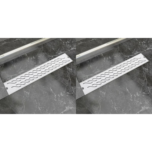 Berkfield Linear Shower Drain 2 pcs Wave 630x140 mm Stainless Steel
