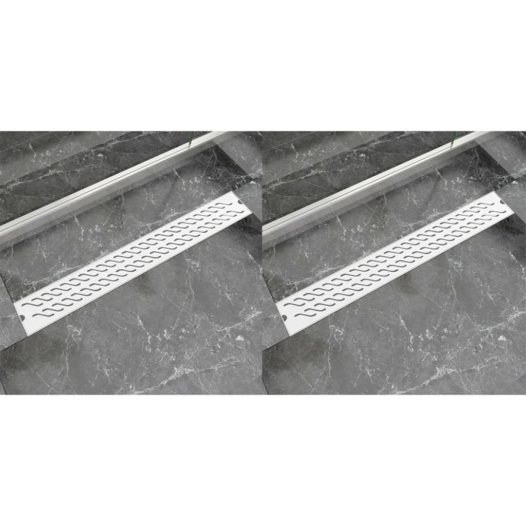 Berkfield Linear Shower Drain 2 pcs Wave 830x140 mm Stainless Steel