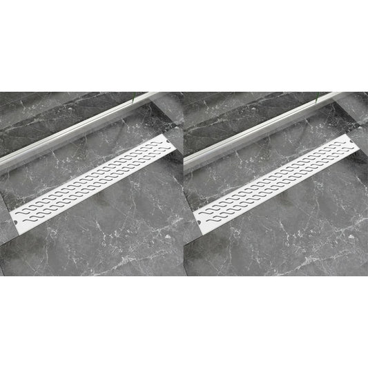 Berkfield Linear Shower Drain 2 pcs Wave 830x140 mm Stainless Steel