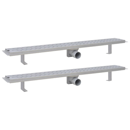 Berkfield Linear Shower Drain 2 pcs Wave 930x140 mm Stainless Steel