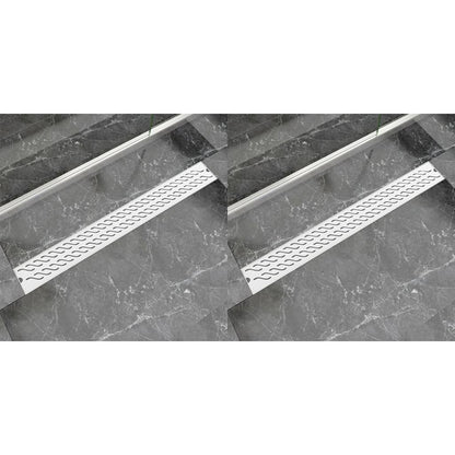 Berkfield Linear Shower Drain 2 pcs Wave 930x140 mm Stainless Steel