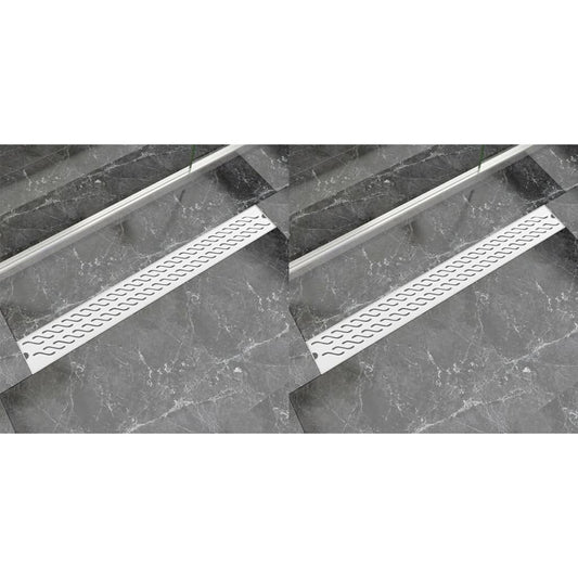 Berkfield Linear Shower Drain 2 pcs Wave 930x140 mm Stainless Steel