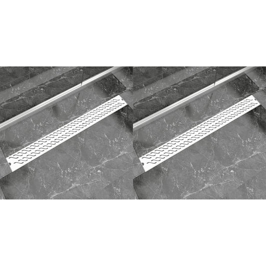 Berkfield Linear Shower Drain 2 pcs Wave 1030x140 mm Stainless Steel