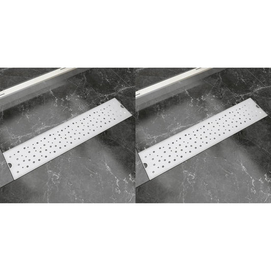 Berkfield Linear Shower Drain 2 pcs Bubble 530x140 mm Stainless Steel