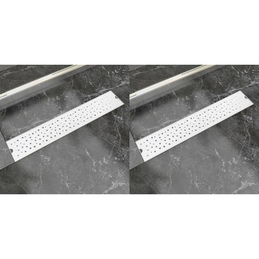 Berkfield Linear Shower Drain 2 pcs Bubble 630x140 mm Stainless Steel