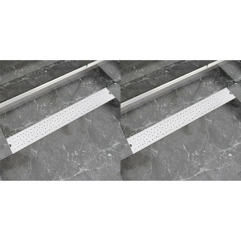 Berkfield Linear Shower Drain 2 pcs Bubble 830x140 mm Stainless Steel
