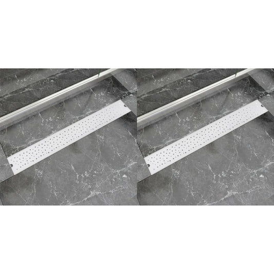 Berkfield Linear Shower Drain 2 pcs Bubble 830x140 mm Stainless Steel
