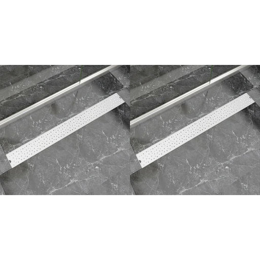 Berkfield Linear Shower Drain 2 pcs Bubble 1030x140 mm Stainless Steel