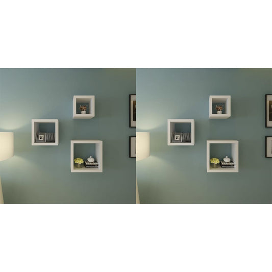 Berkfield Wall Cube Shelves 6 pcs White