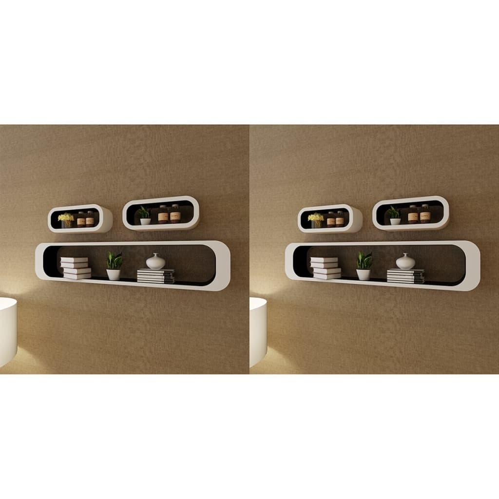 Berkfield Wall Cube Shelves 6 pcs Black and White