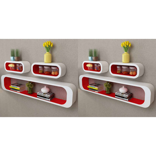 Berkfield Wall Cube Shelves 6 pcs Red and White