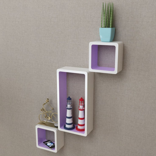 Berkfield Wall Cube Shelves 6 pcs White and Purple