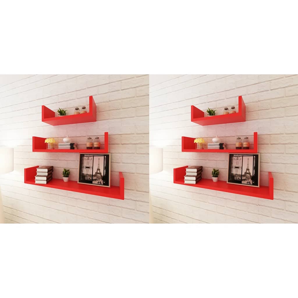 Berkfield Wall Shelves 6 pcs Red