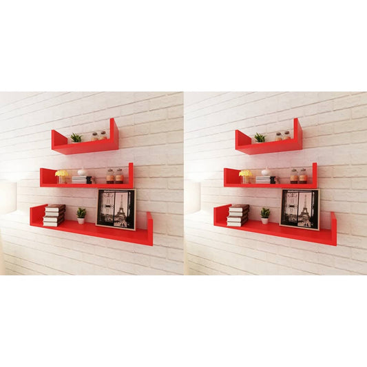 Berkfield Wall Shelves 6 pcs Red