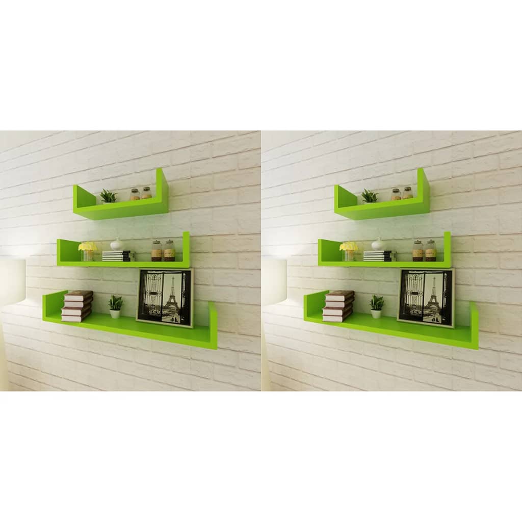 Berkfield Wall Shelves 6 pcs Green